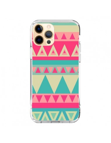 Cover iPhone 12 Pro Max Azteco Rosa Verde - Eleaxart