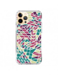 Coque iPhone 12 Pro Max Azteque Triangles Vert Violet -...
