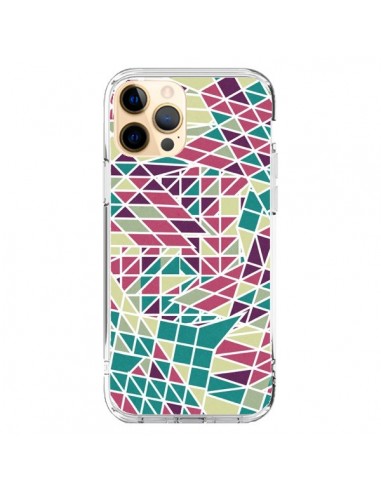 Coque iPhone 12 Pro Max Azteque Triangles Vert Violet - Eleaxart