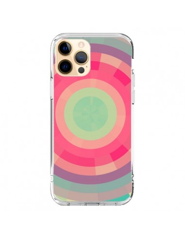 Cover iPhone 12 Pro Max Spirale di Colori Rosa Verde - Eleaxart