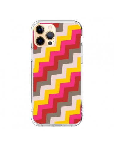 iPhone 12 Pro Max Case Lines Triangle Aztec Pink Red - Eleaxart