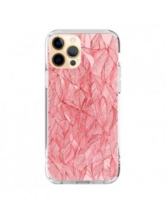 Coque iPhone 12 Pro Max Courbes Meandre Rouge Cerise -...