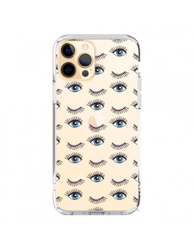 iPhone 12 Pro Max Case Eyes Blue Mosaic Clear - Léa Clément