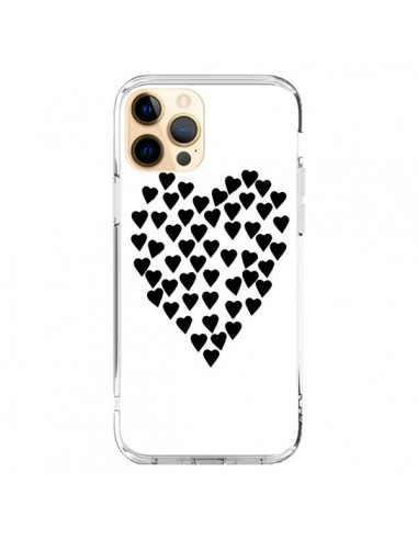 iPhone 12 Pro Max Case Heart in hearts Black - Project M