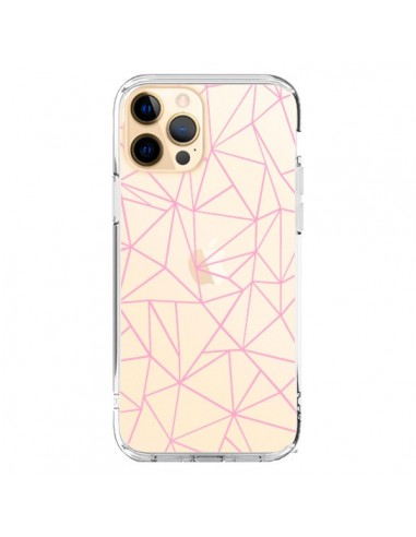 Coque iPhone 12 Pro Max Lignes Triangle Rose Transparente - Project M