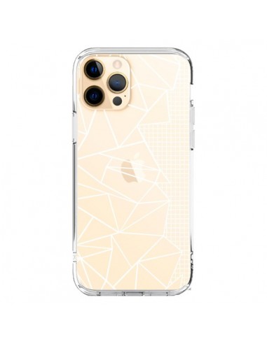 Coque iPhone 12 Pro Max Lignes Grilles Side Grid Abstract Blanc Transparente - Project M