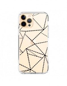 Coque iPhone 12 Pro Max Lignes Points Abstract Noir...