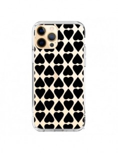 Coque iPhone 12 Pro Max Coeurs Heart Noir Transparente -...