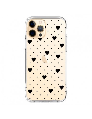 iPhone 12 Pro Max Case Points Hearts Black Clear - Project M