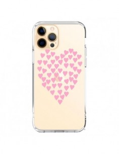 Cover iPhone 12 Pro Max Cuori Amore Rosa Trasparente -...