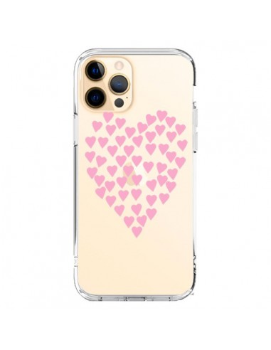 Coque iPhone 12 Pro Max Coeurs Heart Love Rose Pink Transparente - Project M