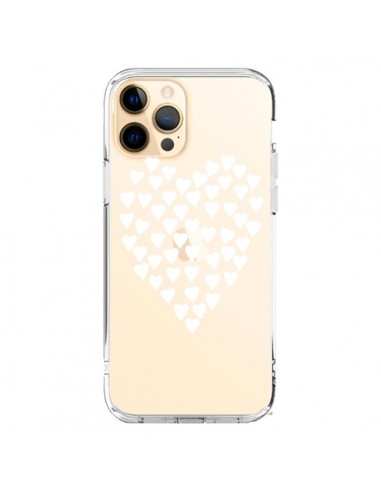 Coque iPhone 12 Pro Max Coeurs Heart Love Blanc Transparente - Project M