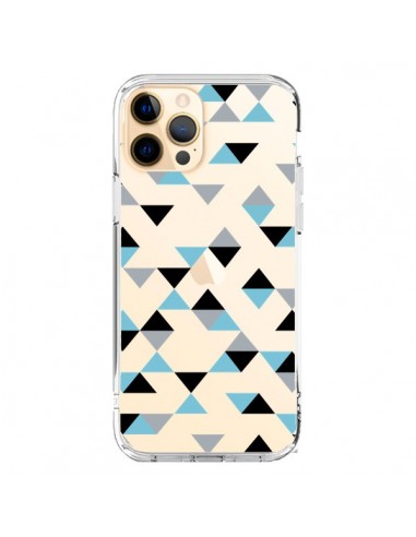 iPhone 12 Pro Max Case Triangles Ice Blue Black Clear - Project M