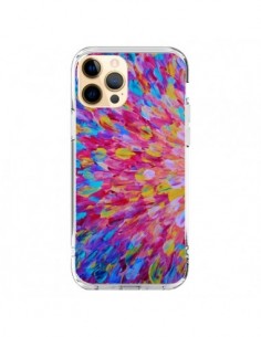 Coque iPhone 12 Pro Max Fleurs Bleues Roses Splash - Ebi...