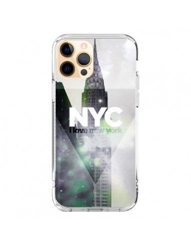 Coque iPhone 12 Pro Max I Love New York City Gris Violet Vert - Javier Martinez