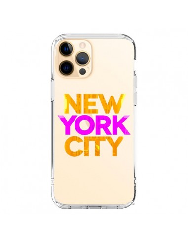 Cover iPhone 12 Pro Max New York City NYC Arancione Rosa Trasparente - Javier Martinez