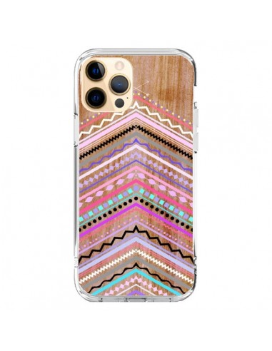 Coque iPhone 12 Pro Max Purple Chevron Wild Wood Bois Azteque Aztec Tribal - Jenny Mhairi