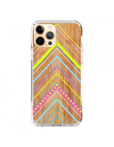 Coque iPhone 12 Pro Max Wooden Chevron Pink Bois Azteque Aztec Tribal - Jenny Mhairi