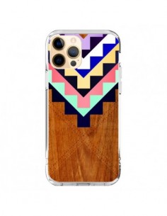 Coque iPhone 12 Pro Max Wooden Tribal Bois Azteque Aztec...