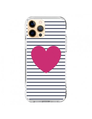 Coque iPhone 12 Pro Max Coeur Traits Marin - Jonathan Perez