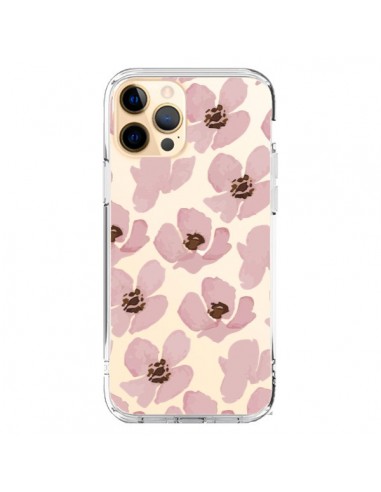 iPhone 12 Pro Max Case Flowers Pink Clear - Dricia Do
