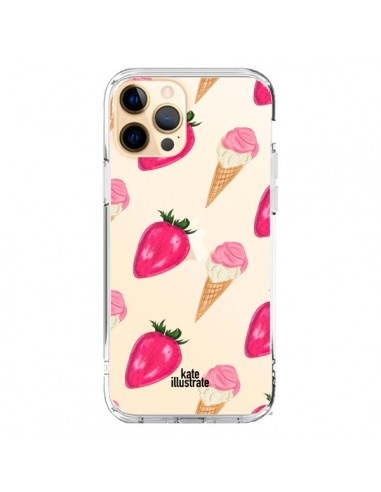 Cover iPhone 12 Pro Max Gelato Fragola Trasparente - kateillustrate