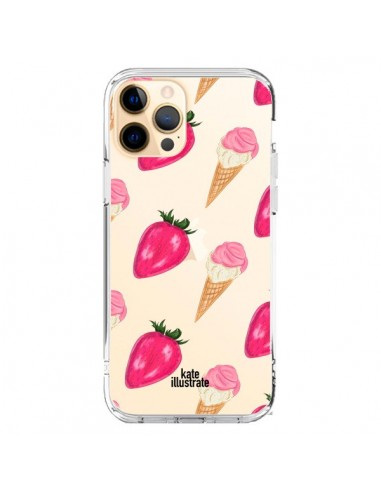iPhone 12 Pro Max Case Gelato Strawberry Clear - kateillustrate