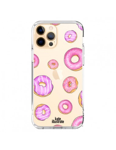 Coque iPhone 12 Pro Max Pink Donuts Rose Transparente - kateillustrate