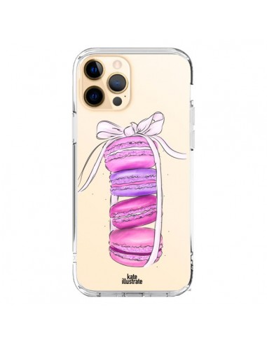Coque iPhone 12 Pro Max Macarons Pink Purple Rose Violet Transparente - kateillustrate