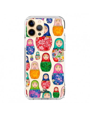 Coque iPhone 12 Pro Max Matryoshka Dolls Poupées Russes Transparente - kateillustrate