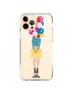iPhone 12 Pro Max Case Girl Ballons Clear - kateillustrate