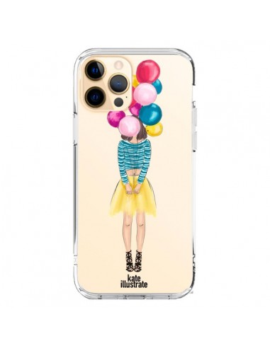 Coque iPhone 12 Pro Max Girls Balloons Ballons Fille Transparente - kateillustrate