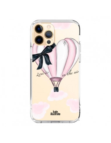 Coque iPhone 12 Pro Max Love is in the Air Love Montgolfier Transparente - kateillustrate