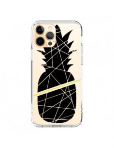 Coque iPhone 12 Pro Max Ananas Noir Transparente -...