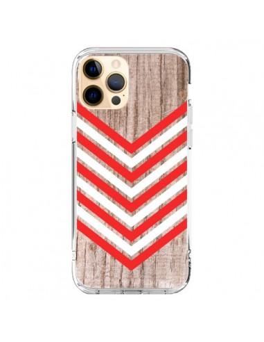 Coque iPhone 12 Pro Max Tribal Aztèque Bois Wood Flèche Rouge Blanc - Laetitia