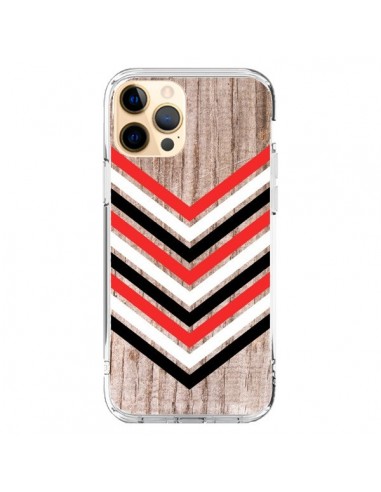 Coque iPhone 12 Pro Max Tribal Aztèque Bois Wood Flèche Rouge Blanc Noir - Laetitia