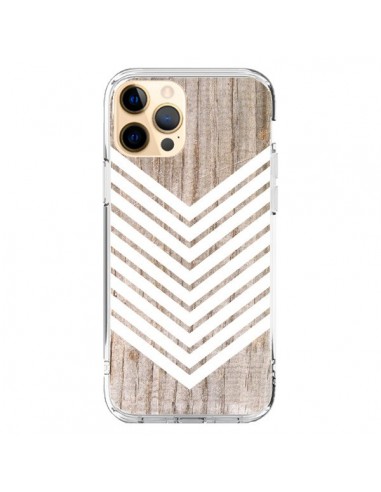 Coque iPhone 12 Pro Max Tribal Aztèque Bois Wood Flèche Blanc - Laetitia