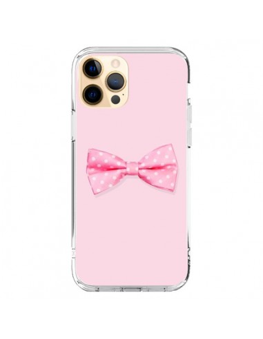 Coque iPhone 12 Pro Max Noeud Papillon Rose Girly Bow Tie - Laetitia