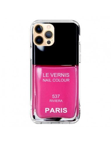Coque iPhone 12 Pro Max Vernis Paris Riviera Rose - Laetitia