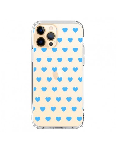 Coque iPhone 12 Pro Max Coeur Heart Love Amour Bleu Transparente - Laetitia