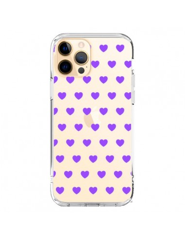 Coque iPhone 12 Pro Max Coeur Heart Love Amour Violet Transparente - Laetitia