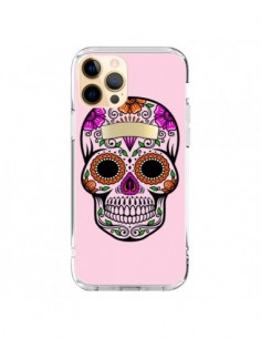 Coque iPhone 12 Pro Max Tête de Mort Mexicaine Rose...
