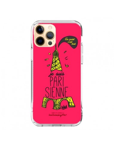 Coque iPhone 12 Pro Max Je suis Parisienne La Tour Eiffel Rose - Leellouebrigitte