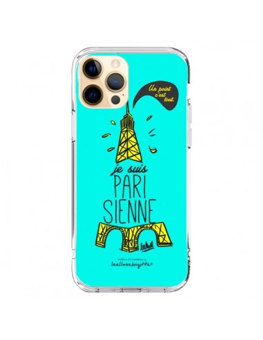 Coque iPhone 12 Pro Max Je suis Parisienne La Tour Eiffel Bleu - Leellouebrigitte