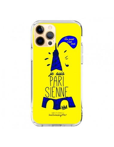 Coque iPhone 12 Pro Max Je suis Parisienne La Tour Eiffel Jaune - Leellouebrigitte