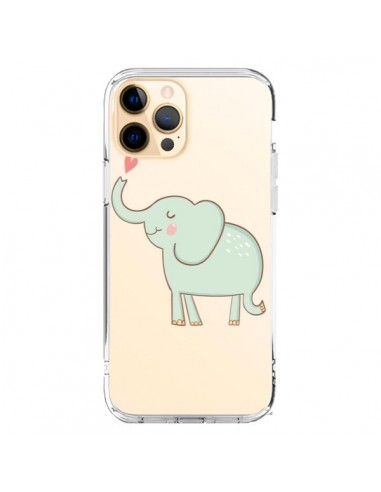 Coque iPhone 12 Pro Max Elephant Elefant Animal Coeur Love  Transparente - Petit Griffin