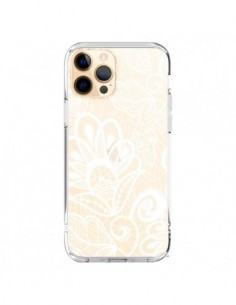 Coque iPhone 12 Pro Max Lace Fleur Flower Blanc...