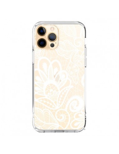 Coque iPhone 12 Pro Max Lace Fleur Flower Blanc Transparente - Petit Griffin
