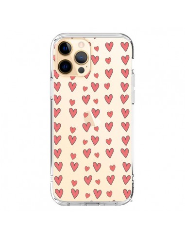 Coque iPhone 12 Pro Max Coeurs Heart Love Amour Rouge Transparente - Petit Griffin