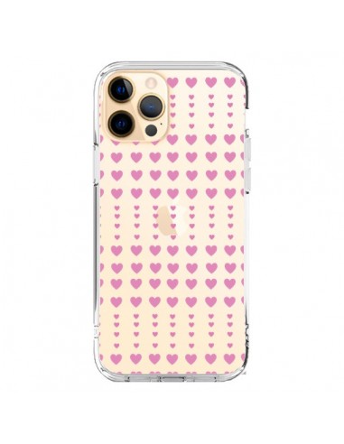 Coque iPhone 12 Pro Max Coeurs Heart Love Amour Rose Transparente - Petit Griffin